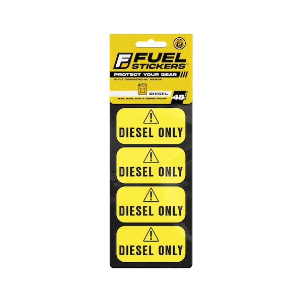 Fuel Stickers Diesel Only Sticker, Fuel Can & Outdoor Power Equipment, Hvy-Dty, Yellow/Black, 2''x1'', 48PK Z-2X1DY-48PK - main
